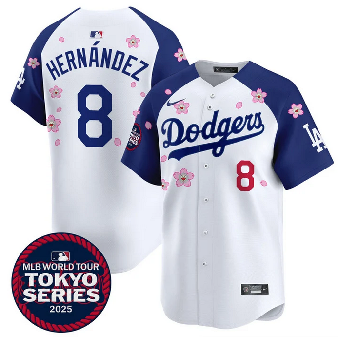 Men Los Angeles Dodgers 8 Hernandez Tokyo Series 2025 white Limited Stitched Jersey style 2
